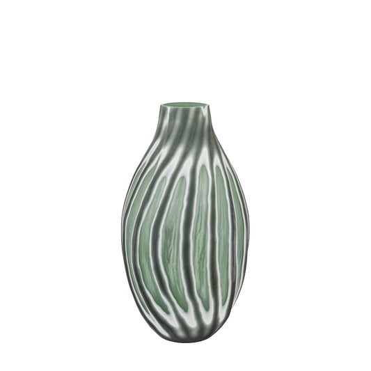 Morella Swirl Hand Carved Glass Vase Sage Large