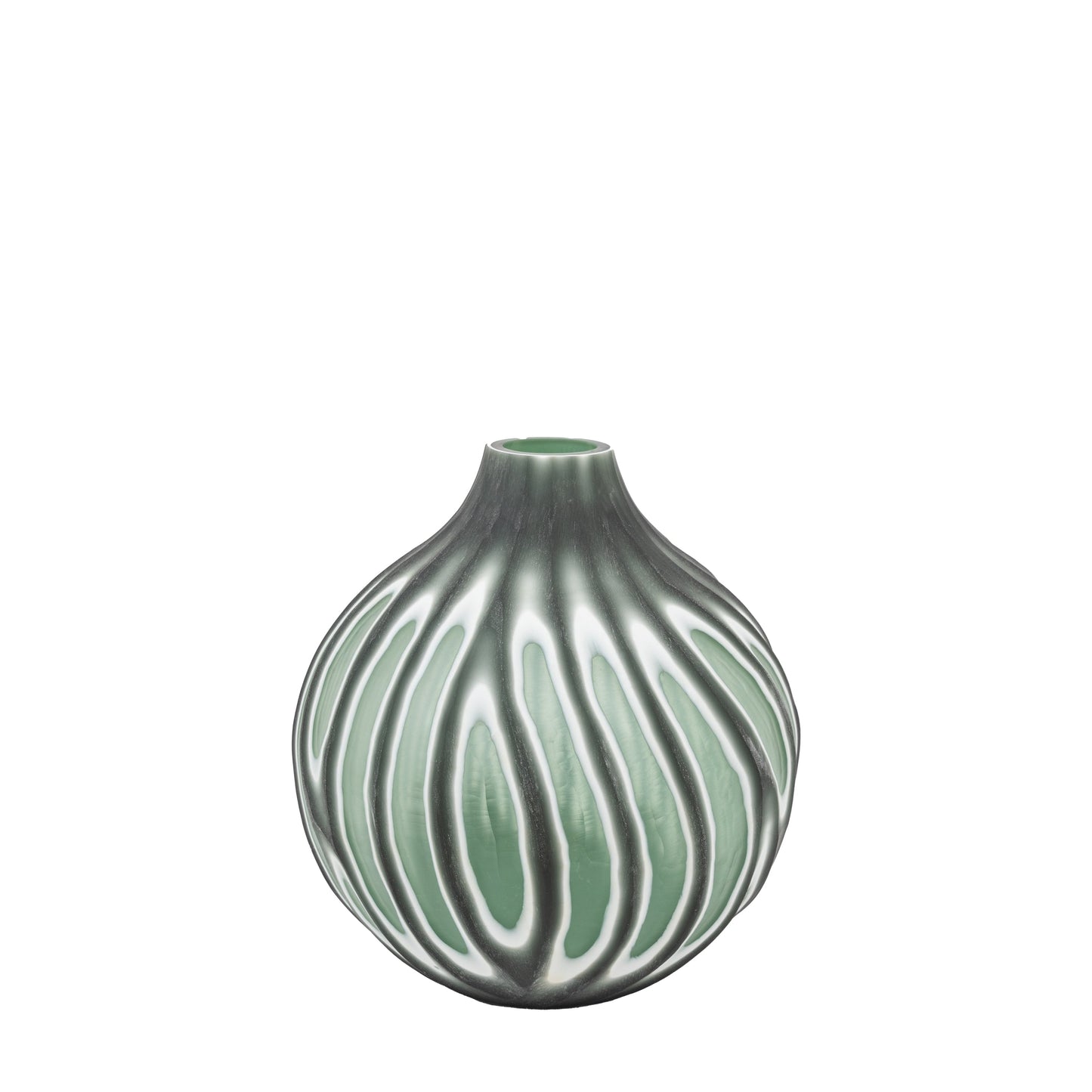 Morella Swirl Hand Carved Glass Vase Sage Small