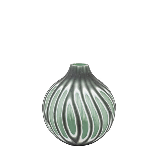 Morella Swirl Hand Carved Glass Vase Sage Small