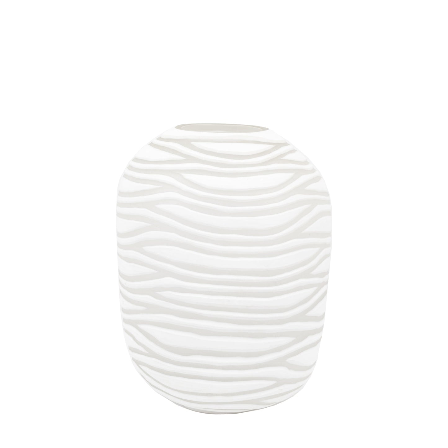 Andorra Handblown Carved Glass Vase White Large