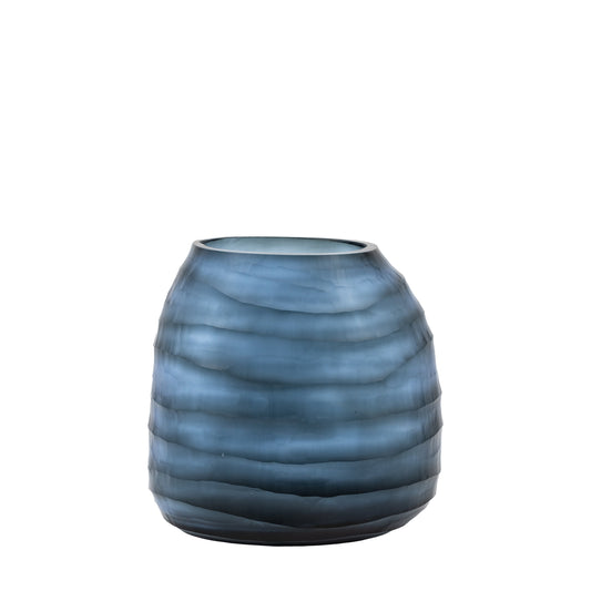Sintra Handblown Carved Glass Vase Ink Small