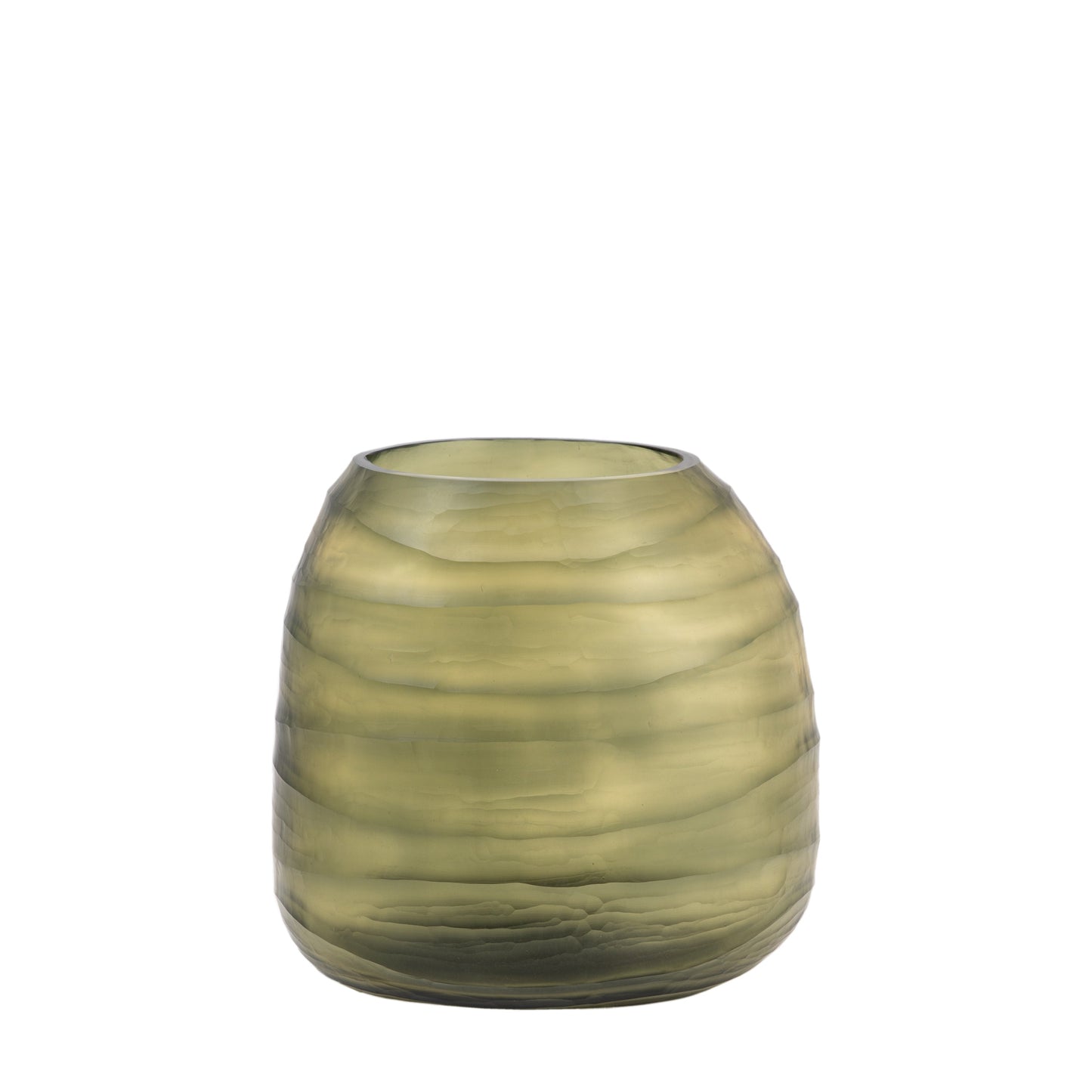Sintra Handblown Carved Glass Vase Olive Small