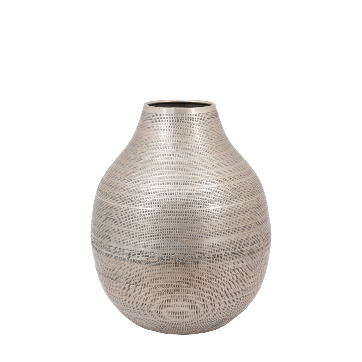 Zahara Hammered Metal Vase Antique Silver Small