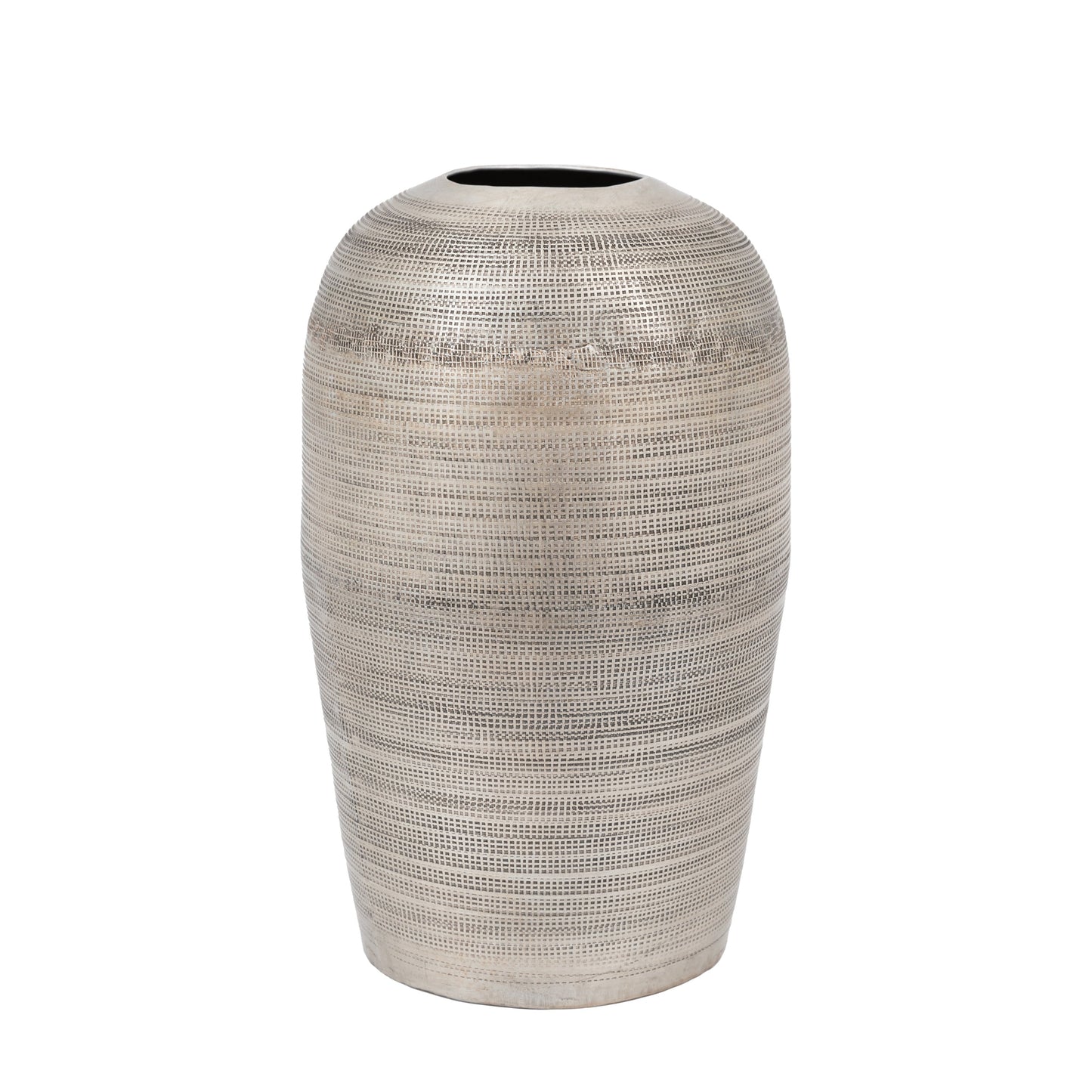 Zahara Hammered Metal Vase Antique Silver Large