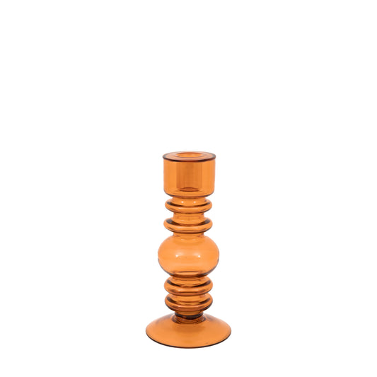 Movera Glass Taper Candlestick Amber