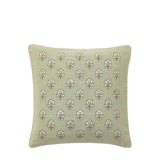 Ilkley Embroider Floral Cushion Sage