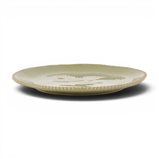 Organic Beaded Dinner Plate Olive 4pk