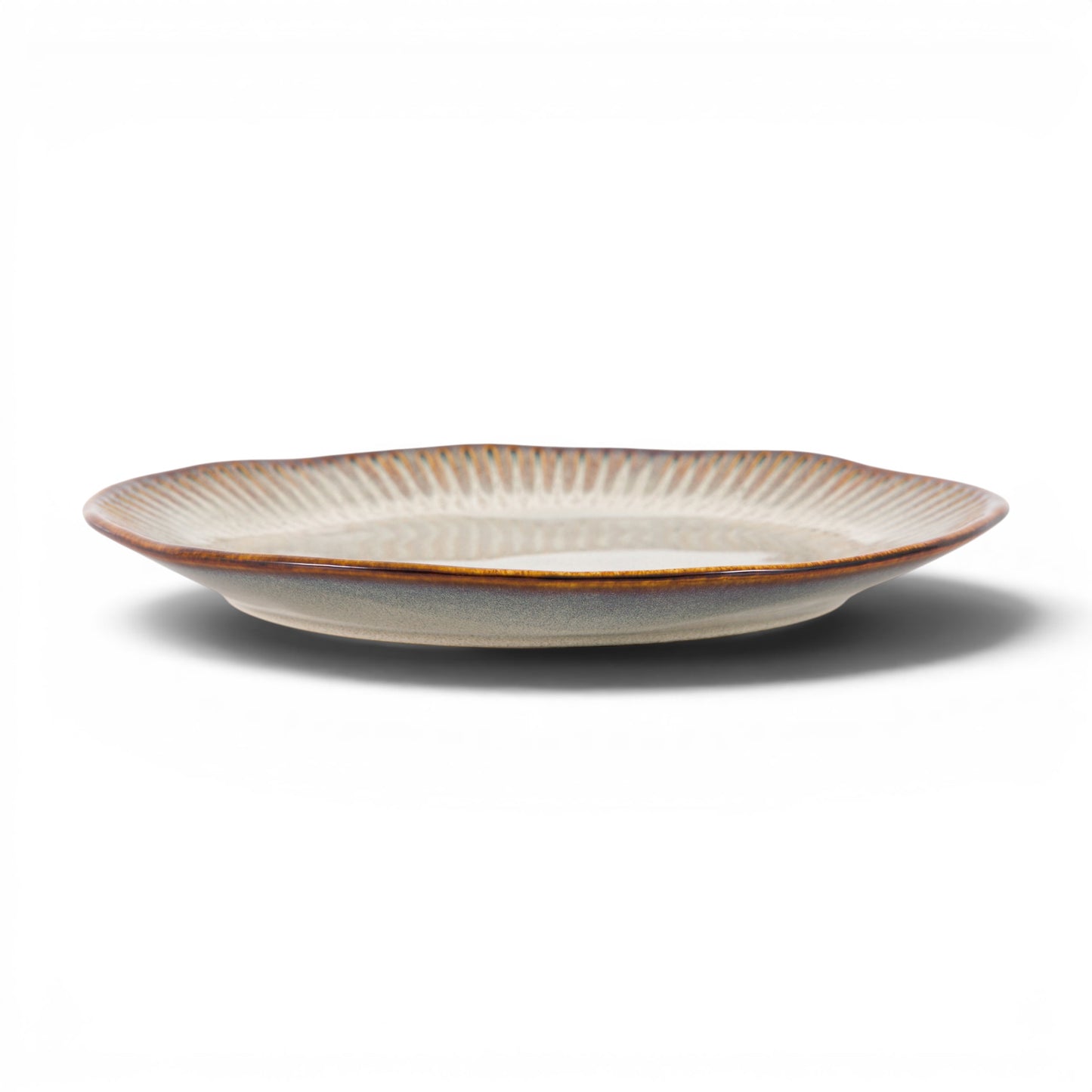 Organic Ridged Dinner Plate Stone 4pk