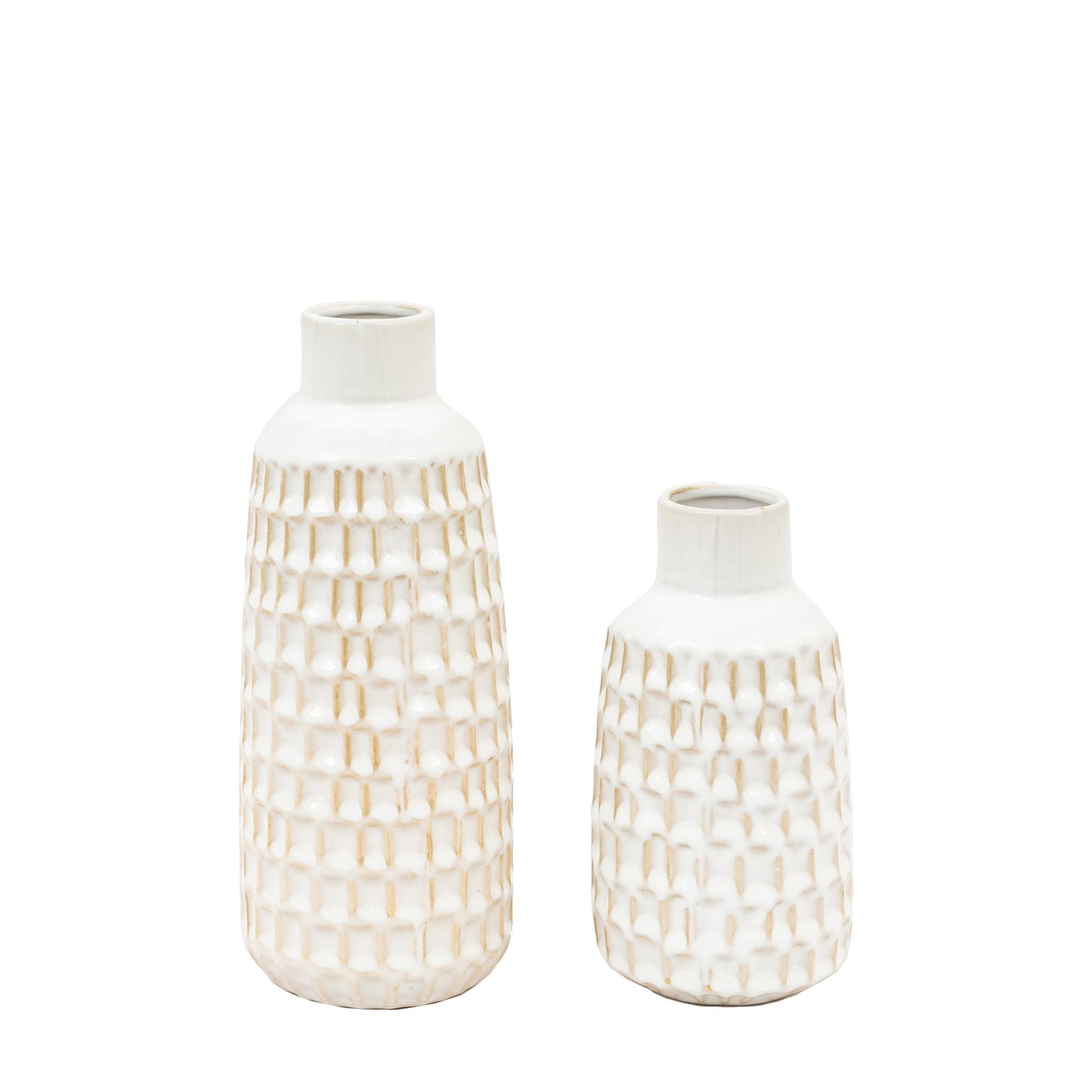 Reno Reactive Glaze Vase White Set of 2