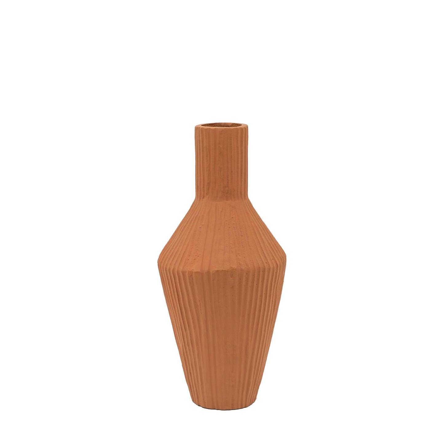 Zahara Ribbed Cast Metal Vase Terracotta
