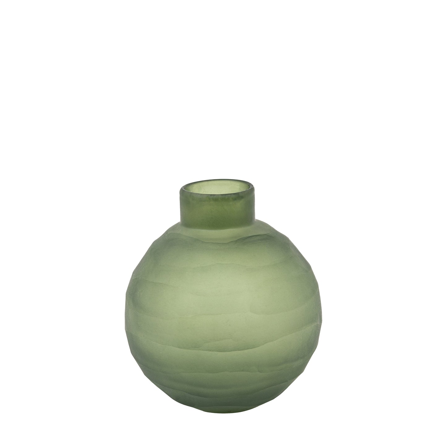 Bevelled Glass Globe Vase Green Small