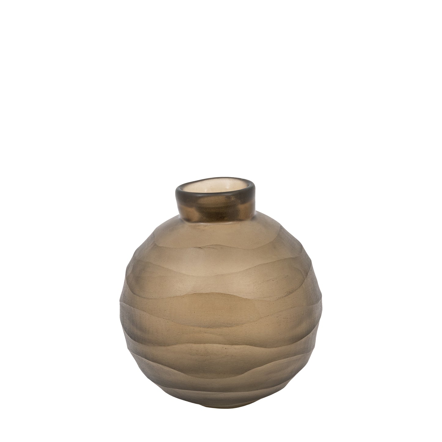 Bevelled Glass Globe Vase Smoke Small