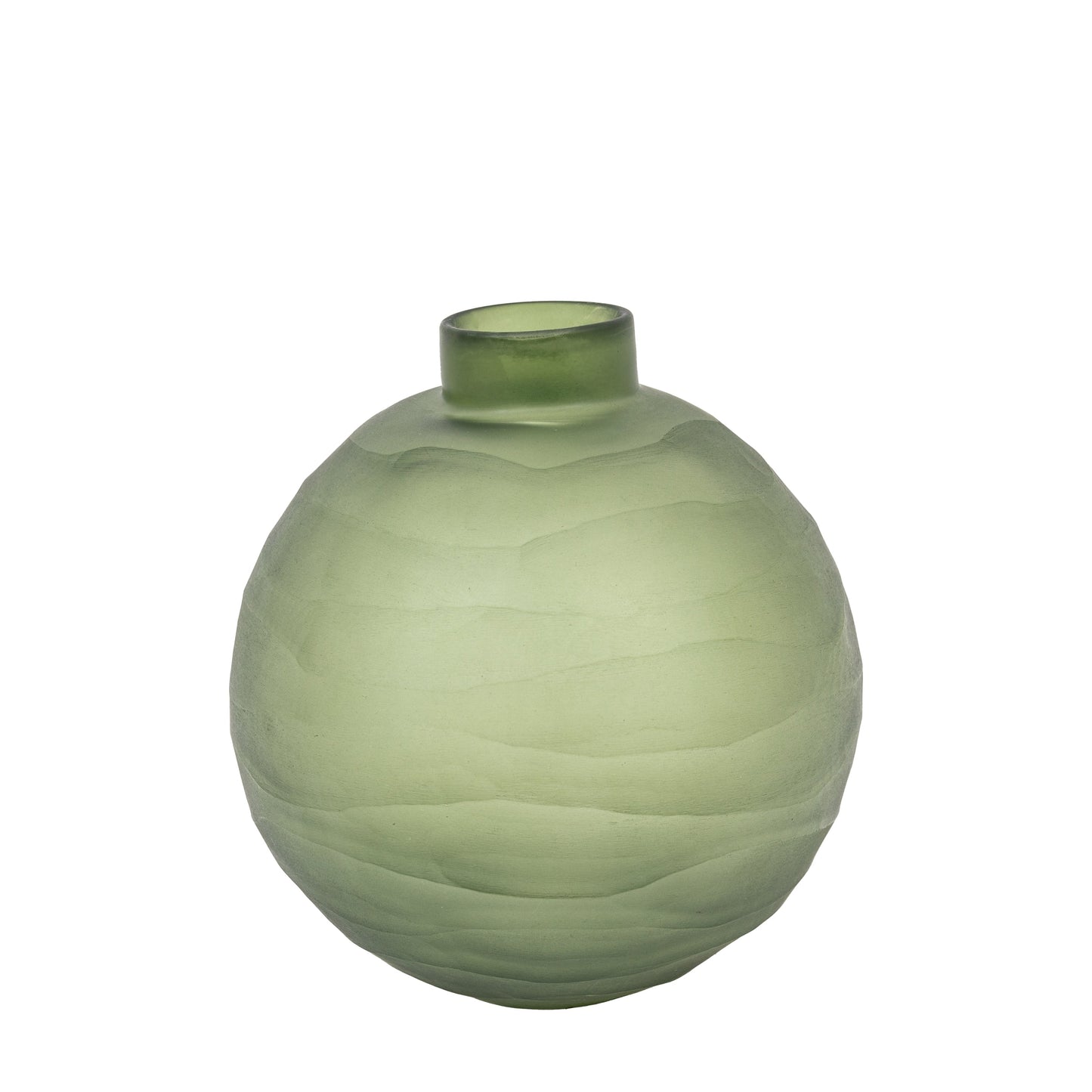 Bevelled Glass Globe Vase Green Large