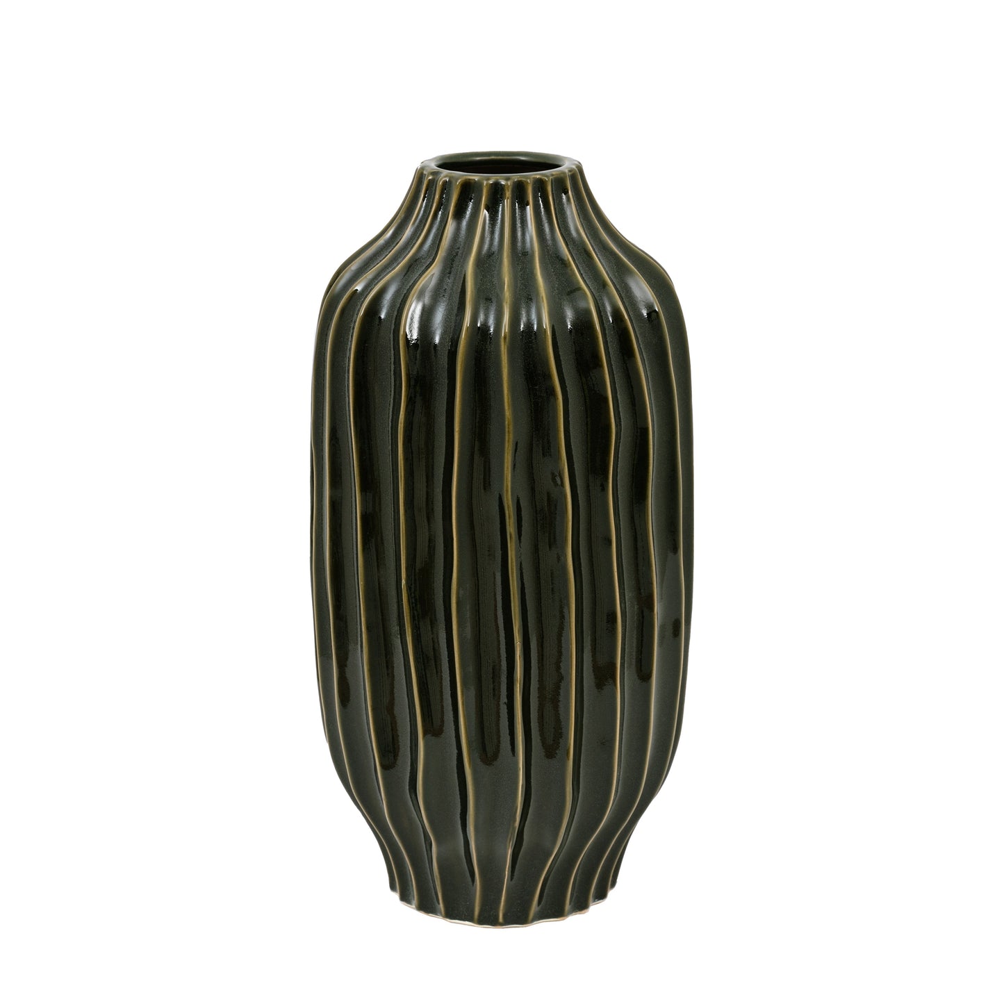 Organic Ribbed Vase Olive Large