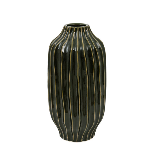 Organic Ribbed Vase Olive Large