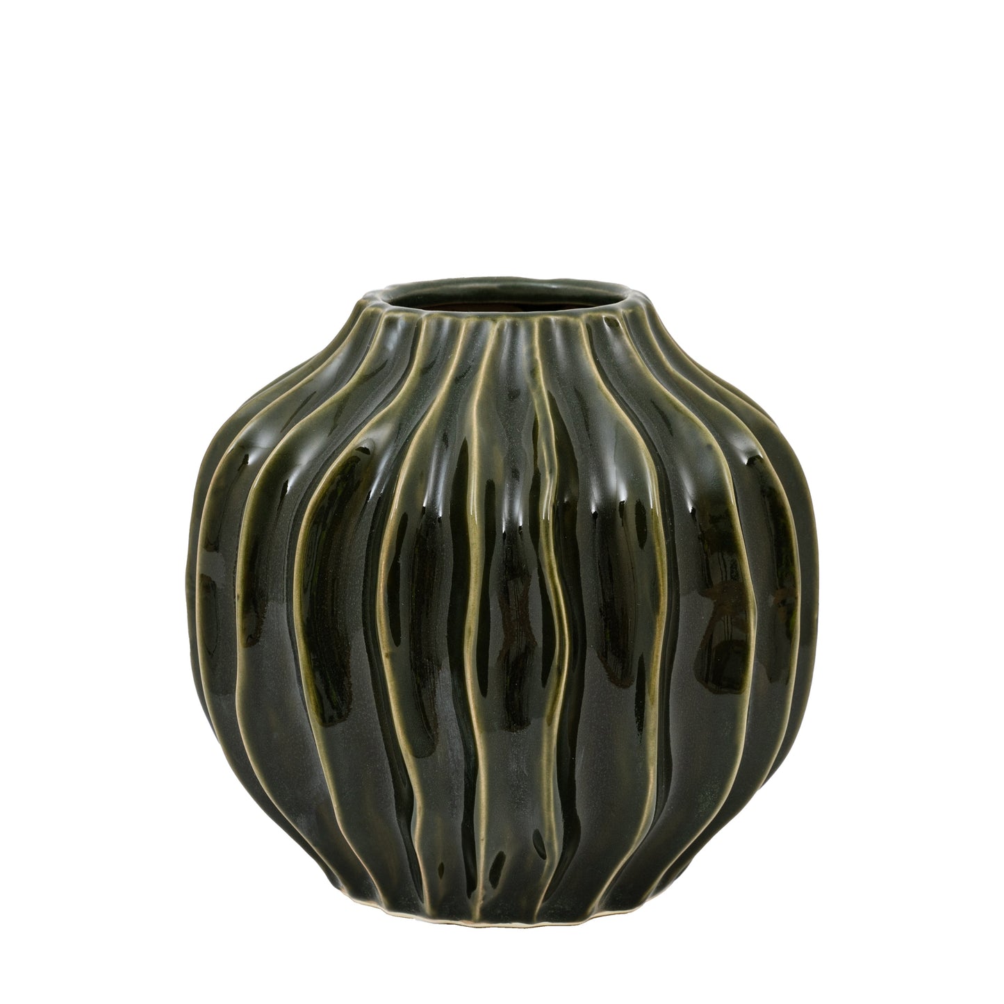 Organic Ribbed Vase Olive Small