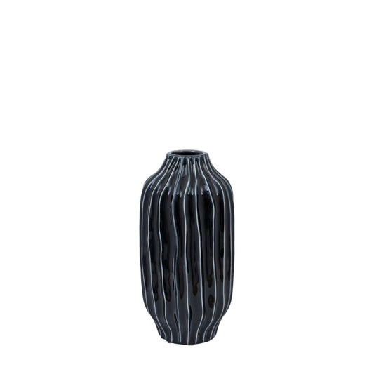 Organic Ribbed Vase Midnight Large