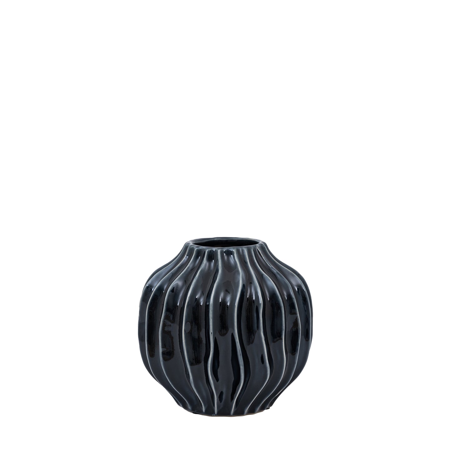 Organic Ribbed Vase Midnight Small