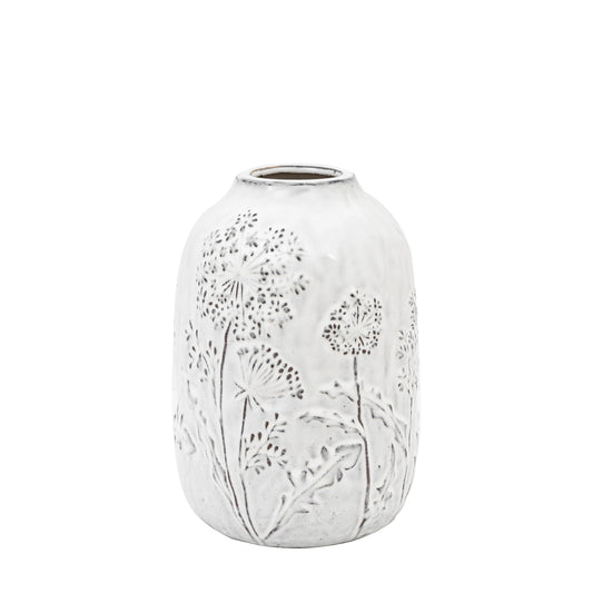 Meadow Embossed Ceramic Vase Stone Large