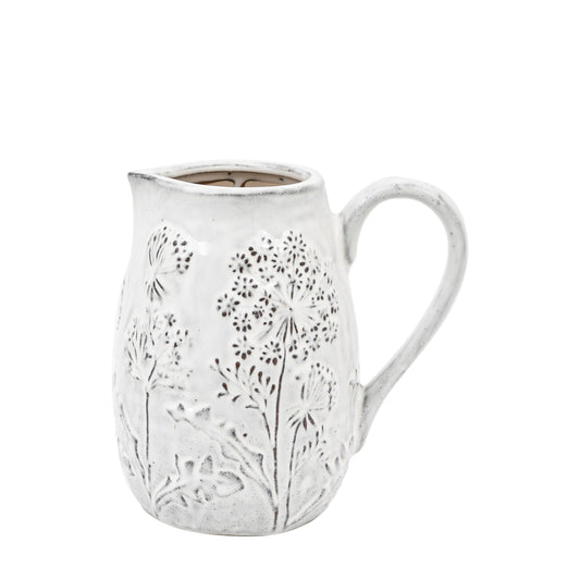Meadow Embossed Ceramic Jug Stone
