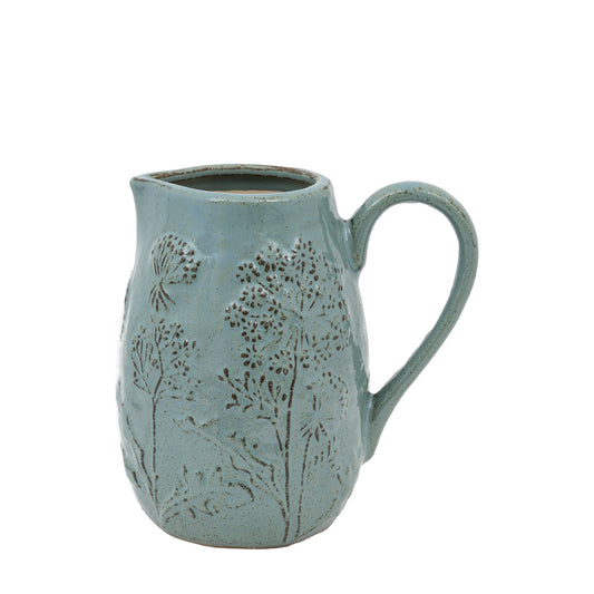 Meadow Embossed Ceramic Jug Duck Egg
