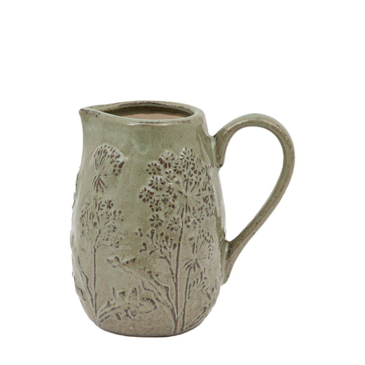 Meadow Embossed Ceramic Jug Sage