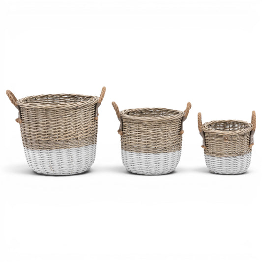 Hand Woven Willow Basket Nest Set of 3 Small