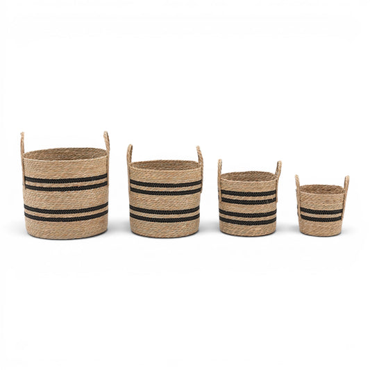 Storage Basket Black Stripe Nest of 4