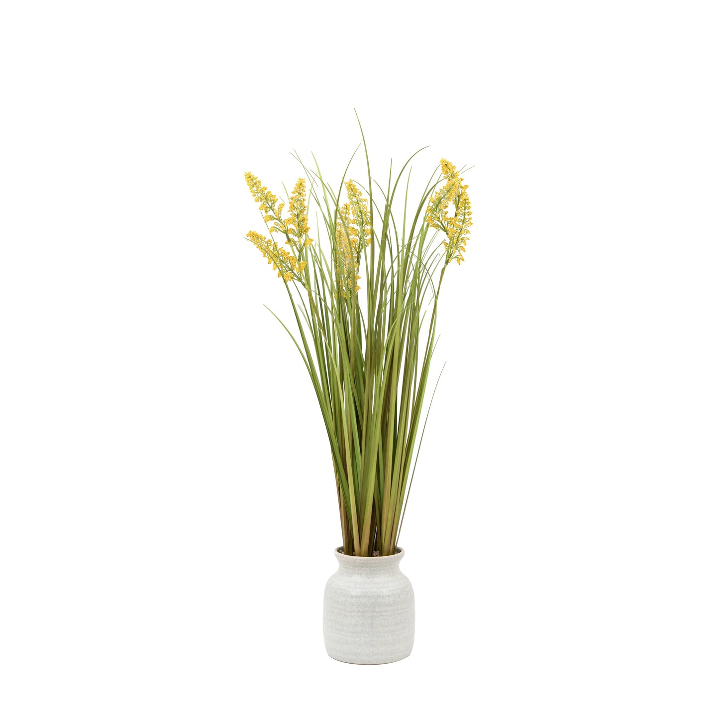 Faux Potted Grass with Yellow Wildflower