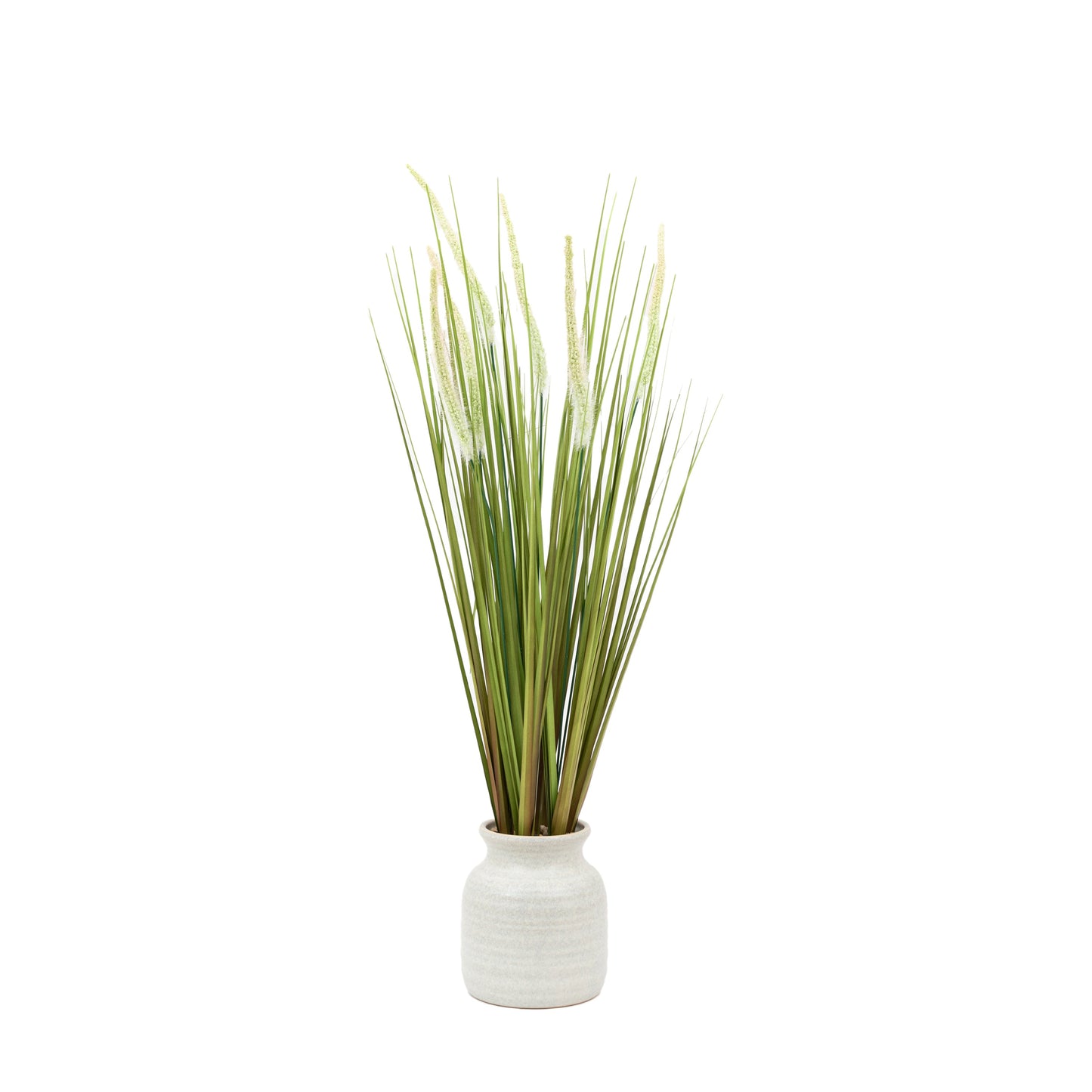 Faux Potted Grass with Feathered Wildflower