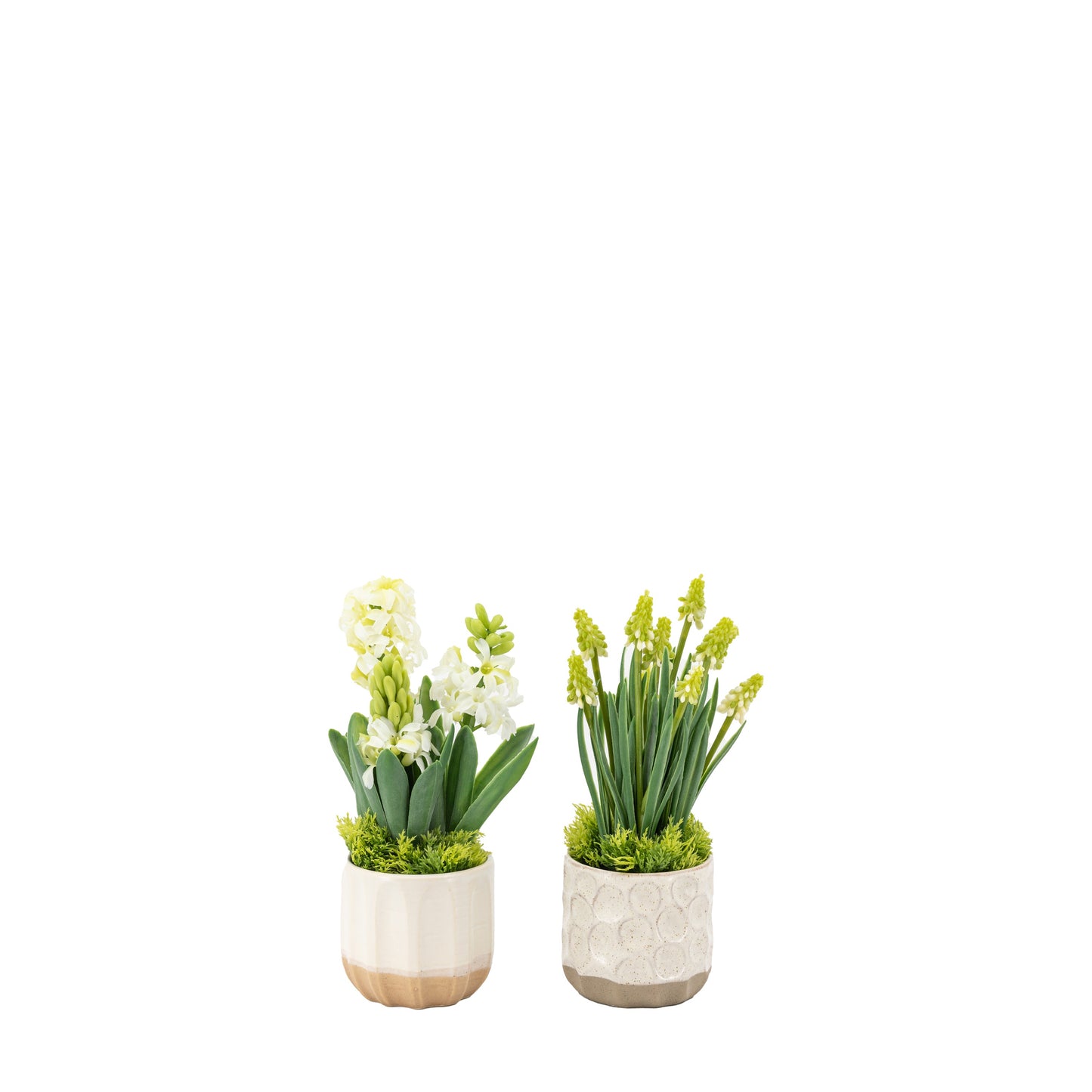 Faux Spring Hydrangea White in Ceramic Pots Set of 2