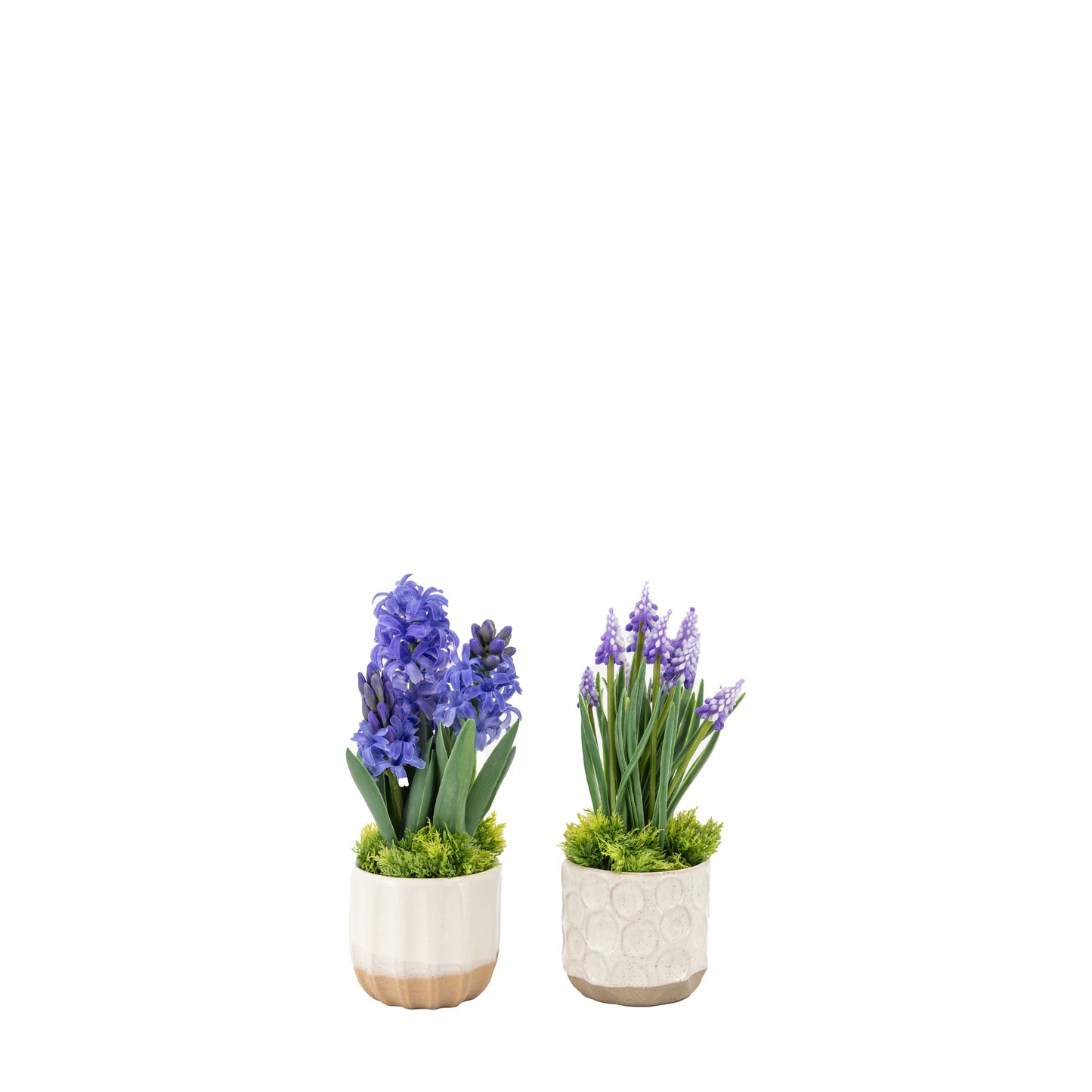 Faux Spring Hydrangea Purple in Ceramic Pots Set of 2