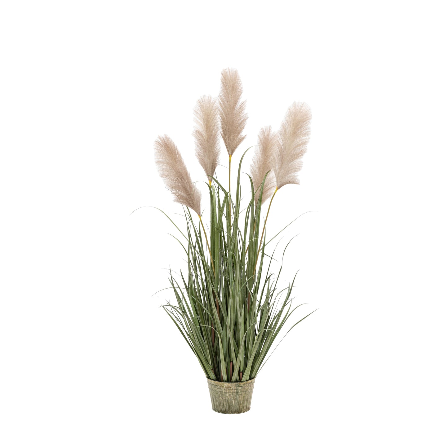Faux Potted Grass with Pampas Seed Heads Small