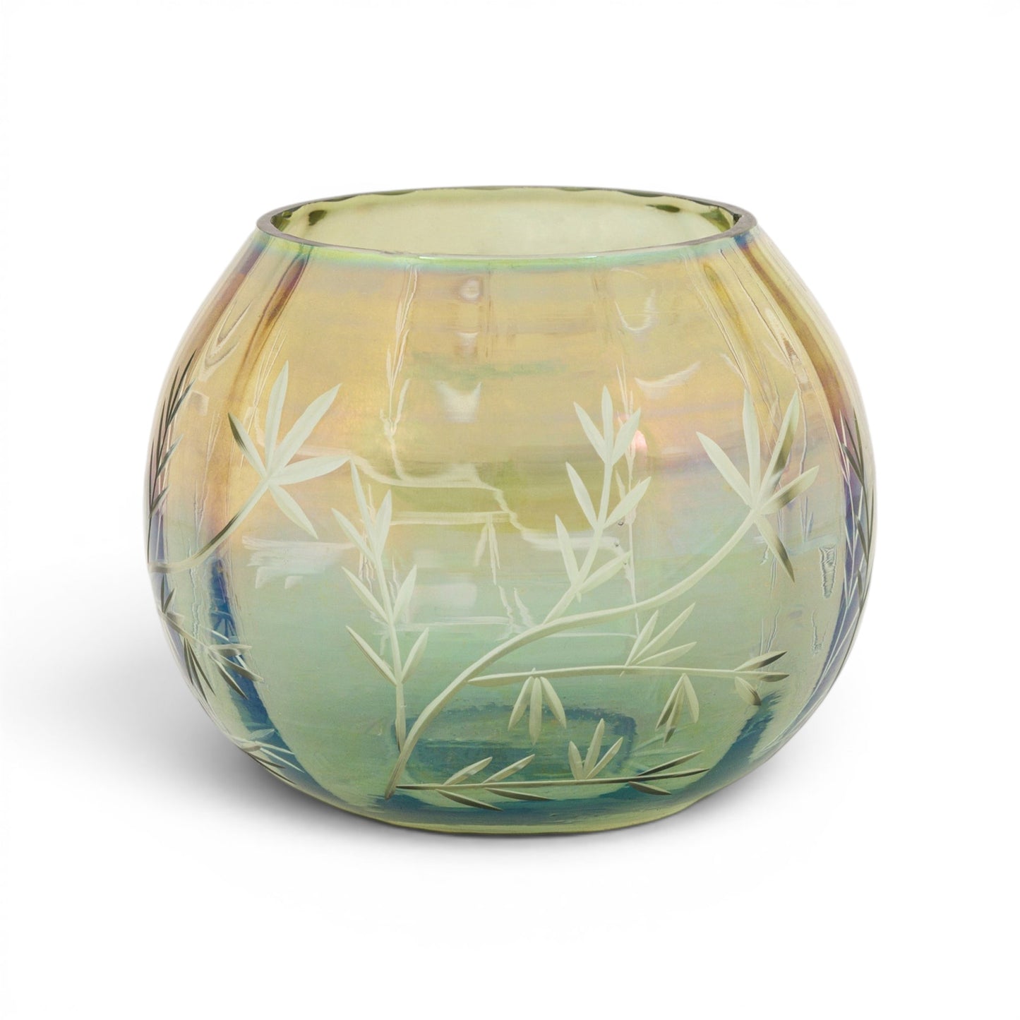 Floral Etched Iridescent Tealight Holder Small