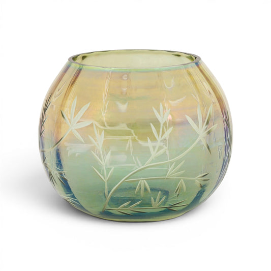 Floral Etched Iridescent Tealight Holder Small
