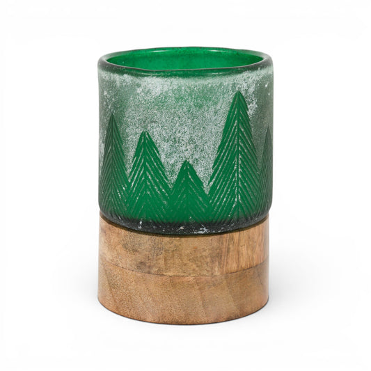 Forest Glass Candle Jar Green