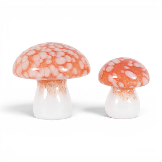 Confetti Glass Mushrooms Set of 2 Burnt Orange