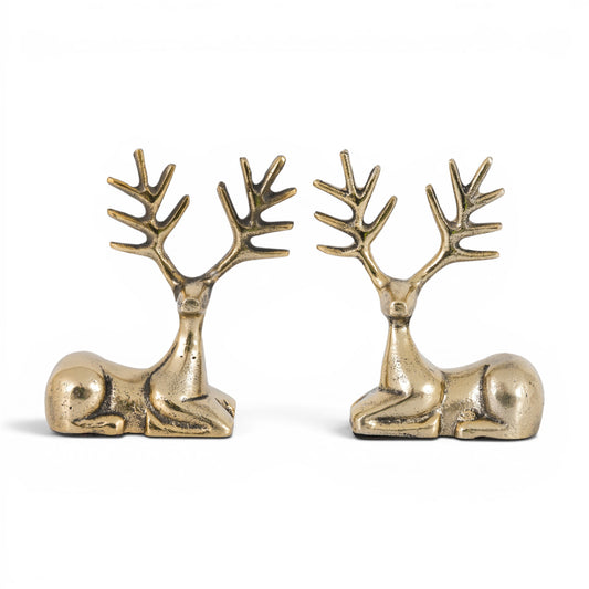 Stag Antique Gold Set of 2 Decorations