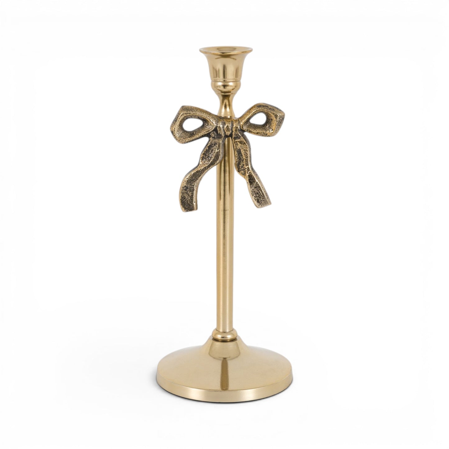 Bow Dinner Candle Holder Gold