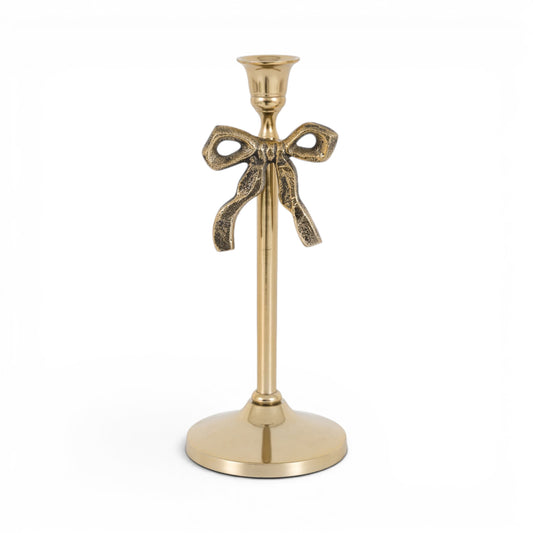 Bow Dinner Candle Holder Gold