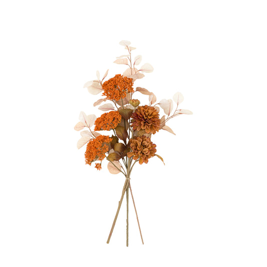 Faux Dahlia Autumnal Bouquet Rust