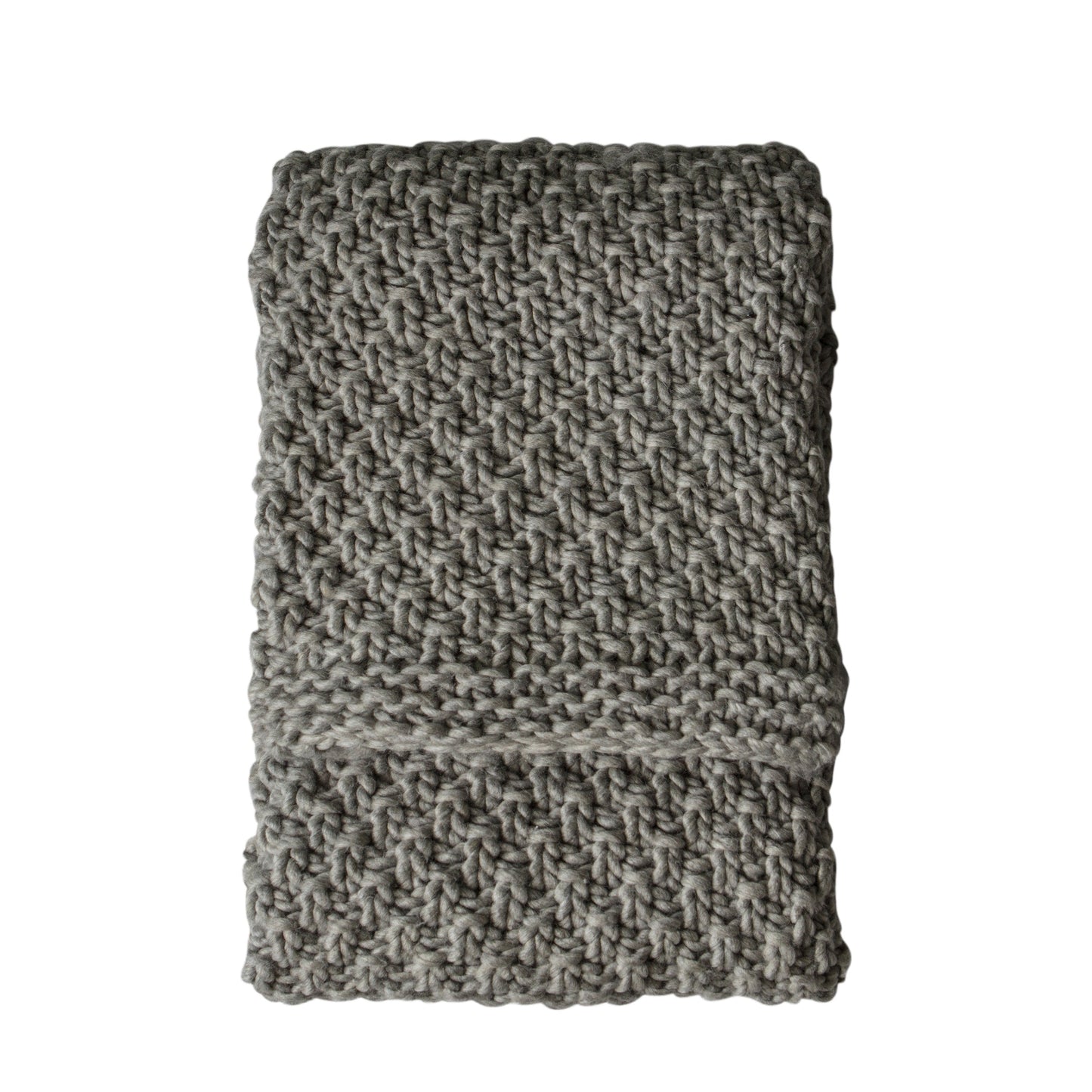 Moss Chunky Knitted Throw Grey