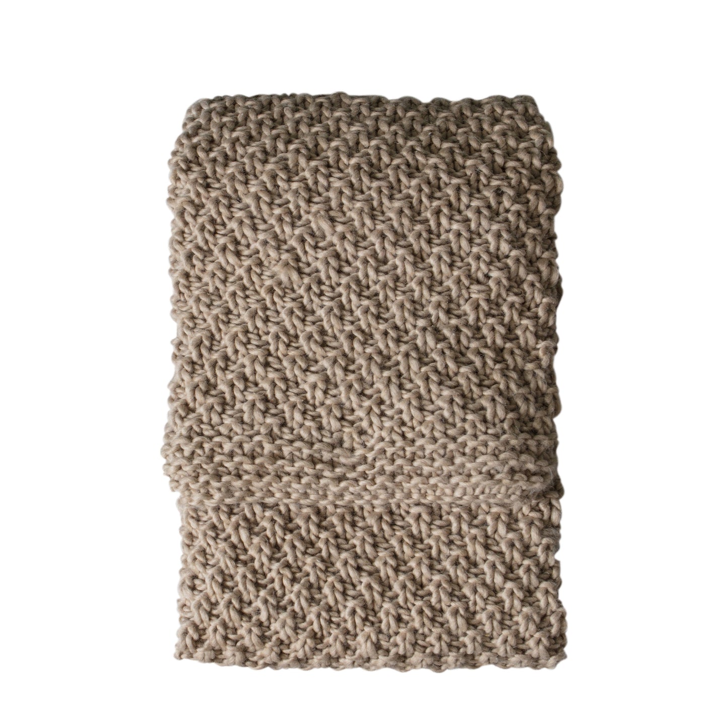 Moss Chunky Knitted Throw Oatmeal