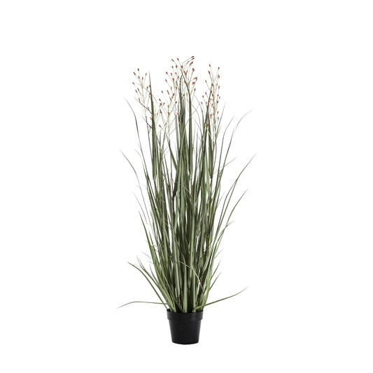 Faux Potted Grass with 7 Heads Green/Russet Small