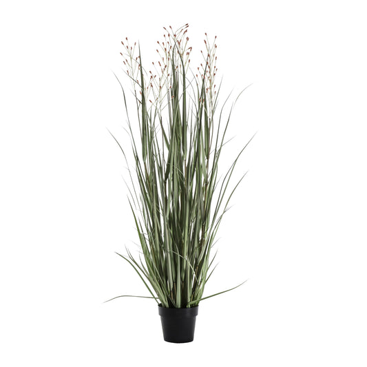 Faux Potted Grass with 9 Heads Green/Russet Large
