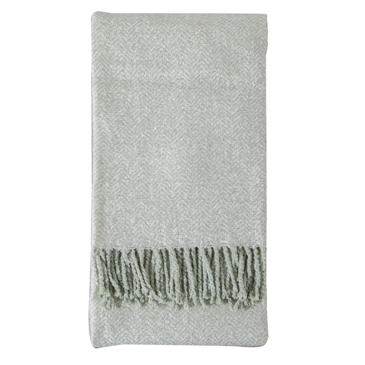 Herringbone Faux Mohair Throw Sage