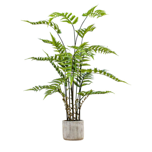 Faux Potted Fern in Cement Pot Large