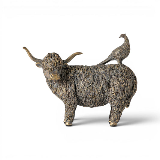 Highland Cow and Pheasant