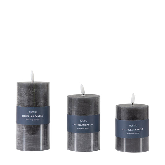 LED Candle Rustic Slate Set of 3