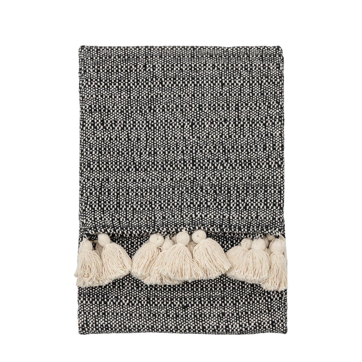 Woven Throw with Tassels Black